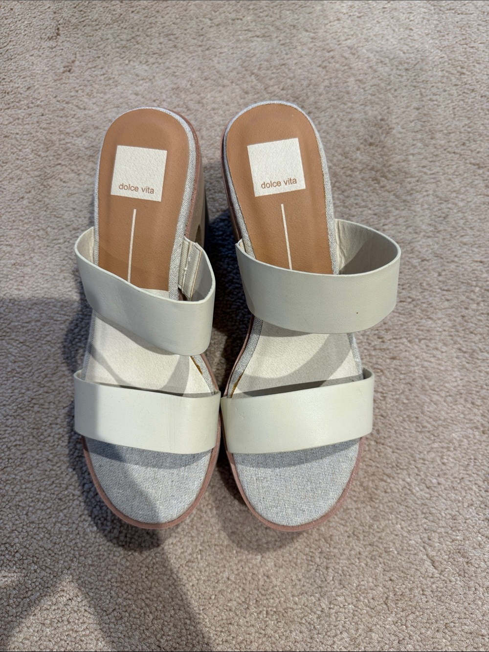 Dolce Vita Cream Double-Band Slide Mules